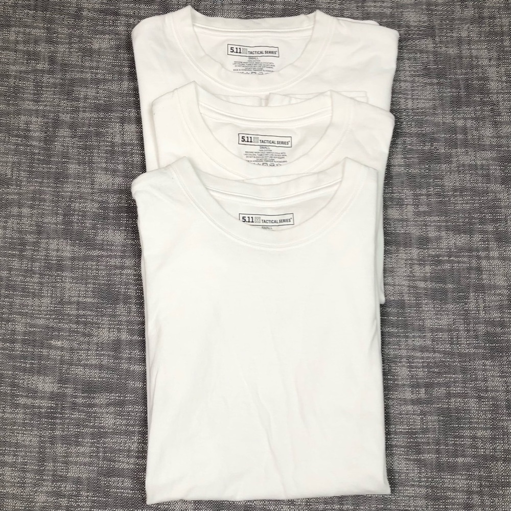 5.11 Tactical Lot of 3 Blank White T Shirts Men’s Size Small